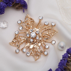 Брошь «Цветок» многолистник с тычинками, цвет белый в золоте - Фото 1