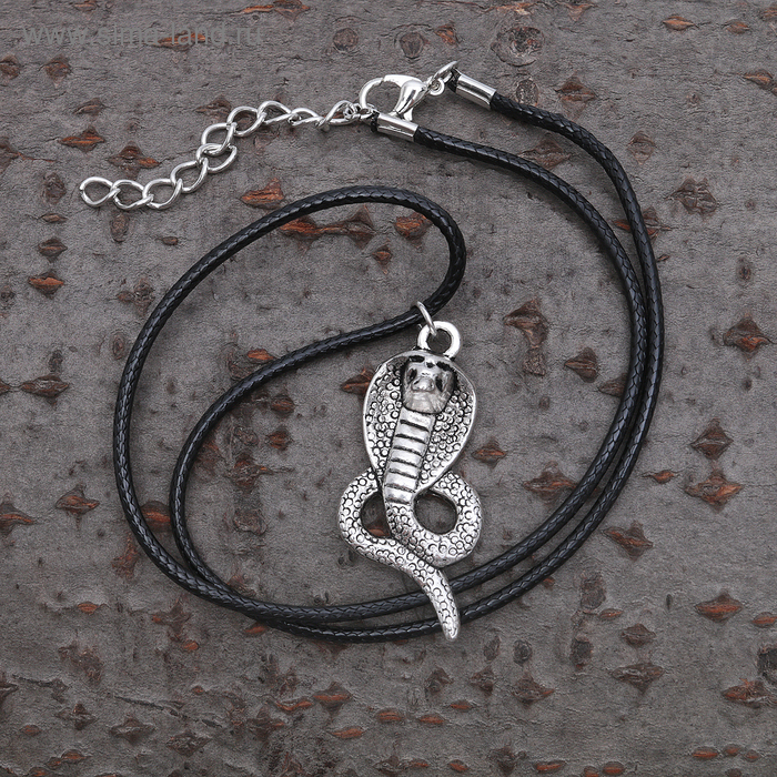 Кулон на шнурке "Кобра", цвет чернёное серебро, 40 см - Фото 1
