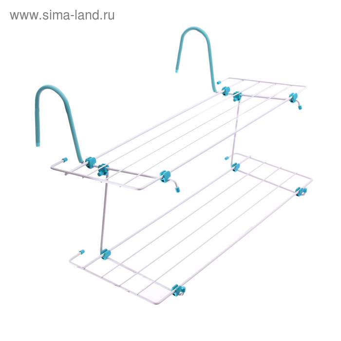 Сушилка для белья на радиатор, 2 яруса, 65×23,5×36 см, цвет белый - Фото 1