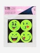 Светоотражающие наклейки «Смайлы», d=5 см, 4 шт. на листе, жёлтые - Фото 5