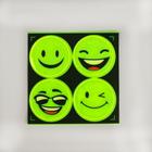 Светоотражающие наклейки «Смайлы», d=5 см, 4 шт. на листе, жёлтые - Фото 3