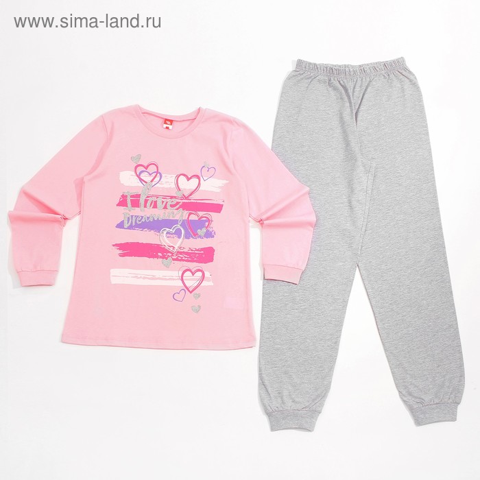 Пижама для девочки, рост 140 см, цвет светло-розовый CAJ 5315 - Фото 1