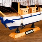 Корабль сувенирный малый «Кагул», борта белые с синими полосами, паруса бежевые, 6×24×23 см - Фото 4
