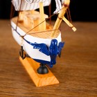 Корабль сувенирный малый «Кагул», борта белые с синими полосами, паруса бежевые, 6×24×23 см - Фото 5