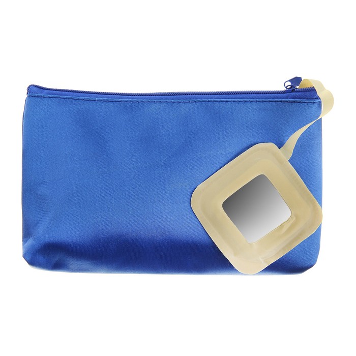 Косметичка с подкладом и зеркалом, синяя - Фото 1