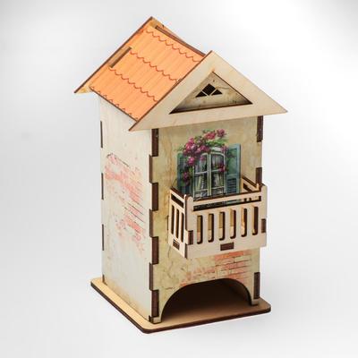 Чайный домик "Домик с балконом" цветной 12х13х19,5 см МИКС