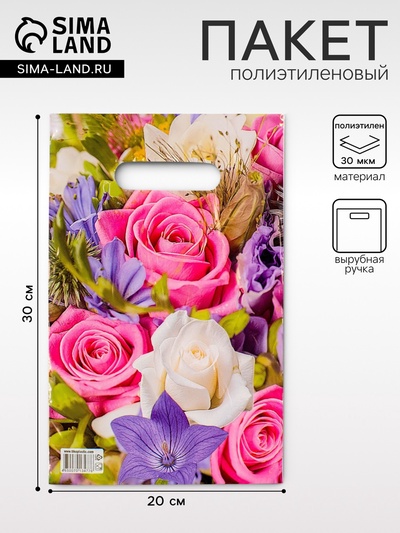 Пакет «Лирика», полиэтиленовый с вырубной ручкой, 30 мкм, 20×30 см