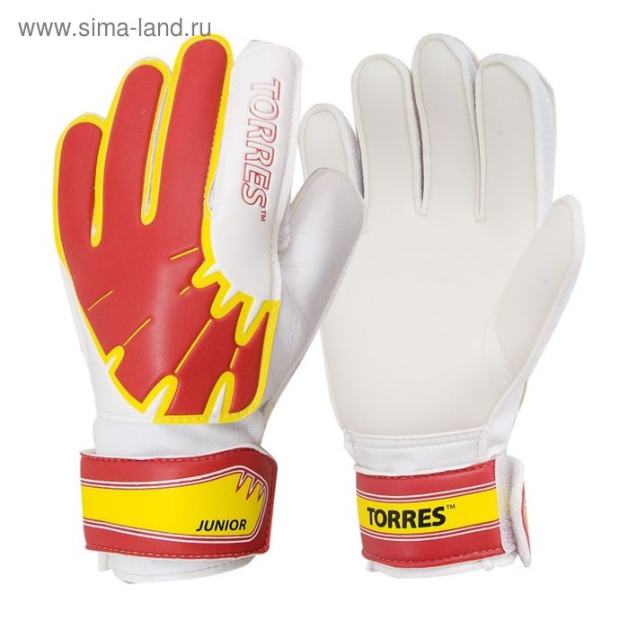 Перчатки вратарские TORRES Jr, размер 6, цвет бело-красно-жёлтый - Фото 1