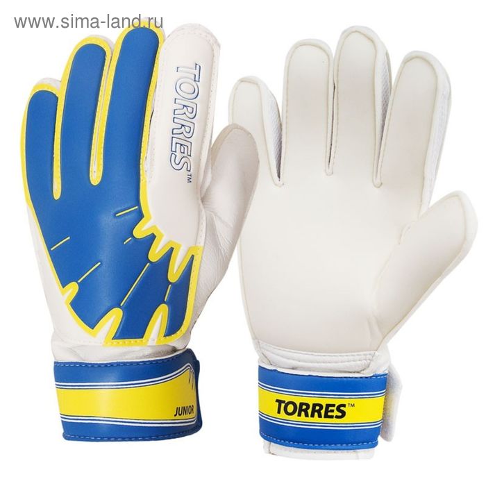 Перчатки вратарские TORRES Jr, размер 5, цвет бело-голубо-жёлтый - Фото 1