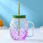 Банка с крышкой и трубочкой Доляна «Ананас», 500 мл, 12.5×9.5×13 см, стекло, МИКС - Фото 1