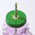 Банка с крышкой и трубочкой Доляна «Ананас», 500 мл, 12.5×9.5×13 см, стекло, МИКС - Фото 3