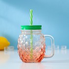 Банка с крышкой и трубочкой Доляна «Ананас», 500 мл, 12.5×9.5×13 см, стекло, МИКС - Фото 8