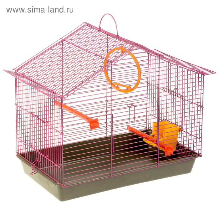 Клетка для птиц "Дом" малая, 40 х 25 х 37 см, микс цветов - Фото 1