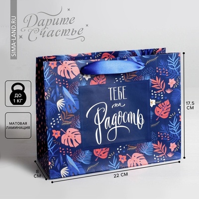 Пакет подарочный ламинированный, упаковка, «Тебе на радость» 22×17.5×8 см