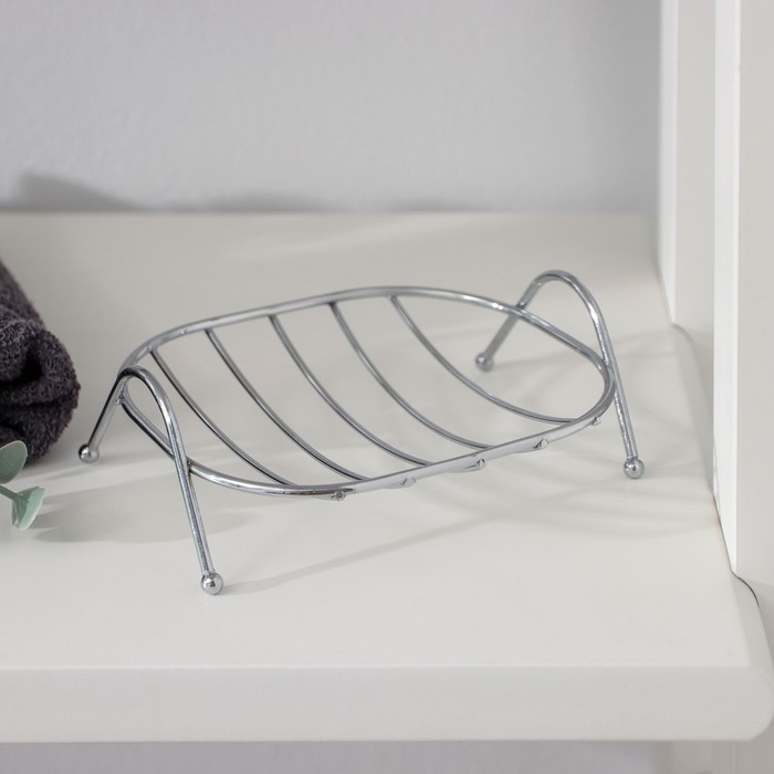 Мыльница на ножках Доляна «Сибарит», 12×9.5×4 см, хромированная - Фото 1