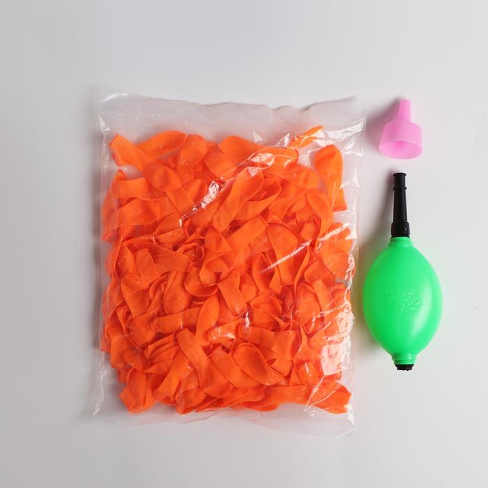 Набор водных бомб, с насосом и насадкой, 200 шт., цвет оранжевый - Фото 1