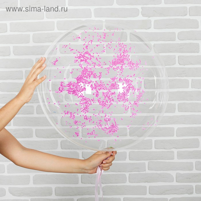Шар воздушный 18" «Праздник», прозрачный, розовый пенопласт, лента, гирлянда, насос - Фото 1