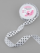 Лента атласная «Горошек», 25 мм, 23±1 м, белая №001 - Фото 2