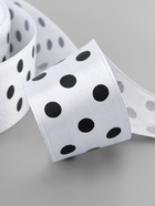 Лента атласная «Горошек», 25 мм, 23±1 м, белая №001 - Фото 4