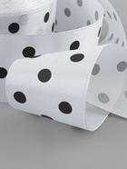 Лента атласная «Горошек», 40 мм, 23±1 м, белая №001 - Фото 4