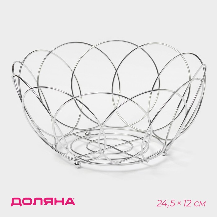 Фруктовница Доляна «Вязь», 24.5×12 см, хром - Фото 1