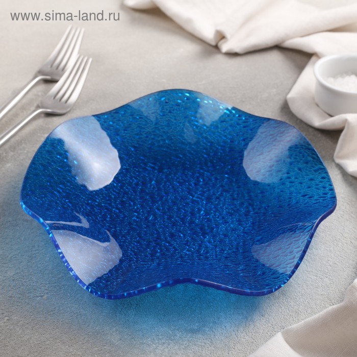 Тарелка d=21 см «Медуза», цвет синий - Фото 1