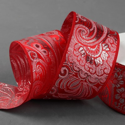 Лента декоративная «Жаккард», 50 мм, 9 ± 0,5 м, цвет красный