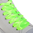 Шнурки для обуви, пара, атласные, плоские, 20 мм, 110 см, цвет салатовый неоновый - Фото 1