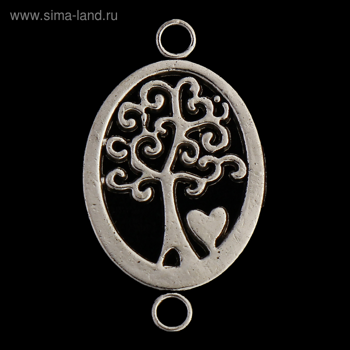 Декор металл для творчества "Деревце с сердечком в овале" (А41159) 2,2х1,3 см - Фото 1