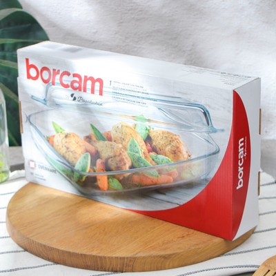 Форма для запекания Paşabahçe Borcam, 2 л, с крышкой, жаропрочное стекло, прозрачная