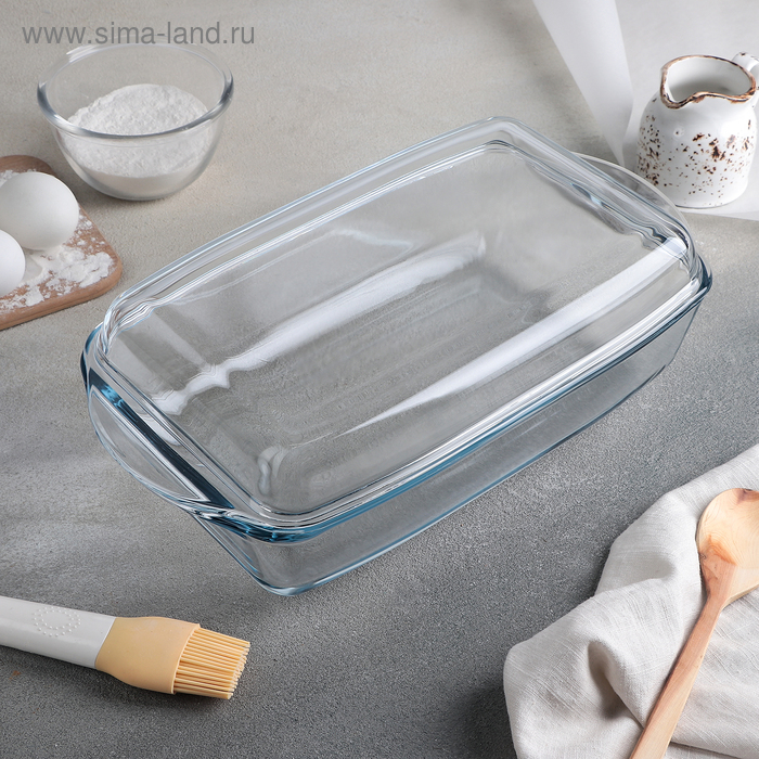 Форма для запекания Paşabahçe Borcam, 2.8 л, с крышкой, жаропрочное стекло, прозрачная - Фото 1