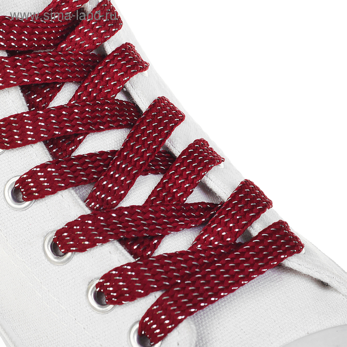 Шнурки для обуви, плоские, 8 мм, 110 см, пара, цвет бордовый - Фото 1