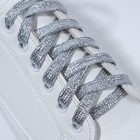 Шнурки для обуви, пара, плоские, 8 мм, 110 см, цвет серебристый - фото 320183361