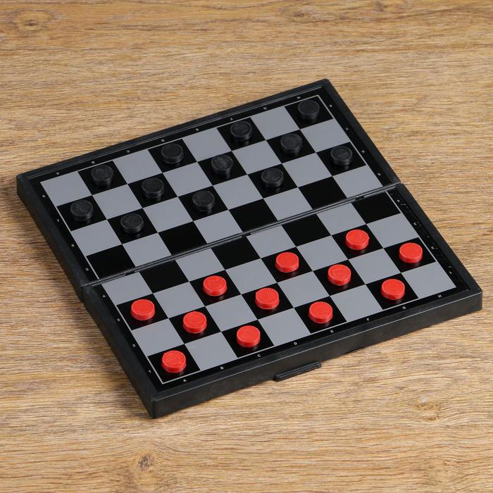 Настольная игра 3 в 1 "Зук": нарды, шахматы, шашки, магнитная доска 24.5 х 24.5 см - фото 1906882530