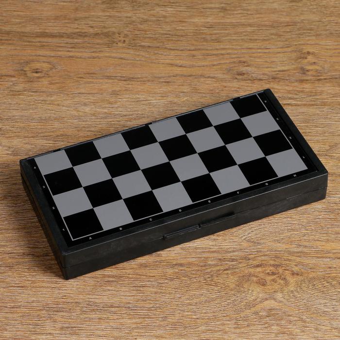 Настольная игра 3 в 1 "Зук": нарды, шахматы, шашки, магнитная доска 24.5 х 24.5 см - фото 1906882531