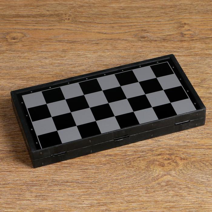Настольная игра 3 в 1 "Зук": нарды, шахматы, шашки, магнитная доска 24.5 х 24.5 см - фото 1906882532