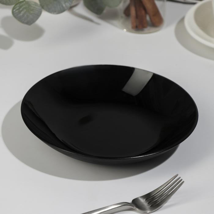 Тарелка, d=20 см, цвет чёрный - Фото 1