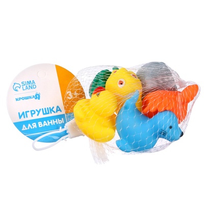 Резиновые игрушки для ванны Крошка Я «Морские животные», с пищалкой, в наборе 6 шт., виды МИКС