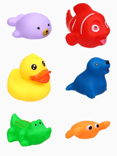 Резиновые игрушки для ванны Крошка Я «Морские животные», с пищалкой, в наборе 6 шт., виды МИКС