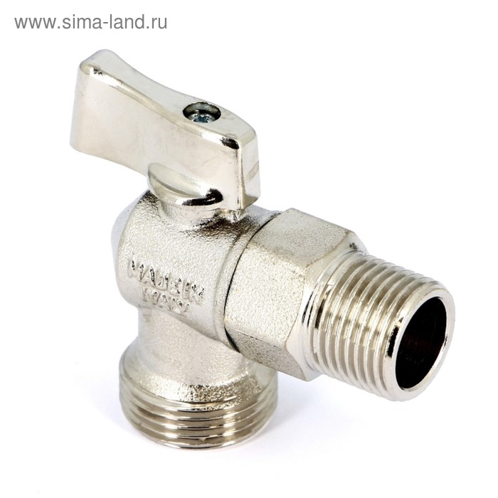 Кран шаровой UNI-FITT 181N2300, 1/2"х3/4" наружная резьба, угловой, без отражателя - Фото 1