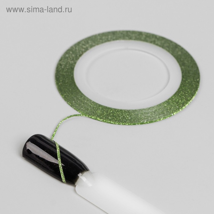 Лента клеевая для декора «Блёстки», 0,1 см, 10 м, цвет зелёный - Фото 1
