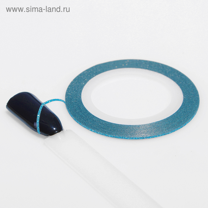 Лента клеевая для декора ногтей «Блёстки», 0,1 см, 10 м, цвет голубой - Фото 1