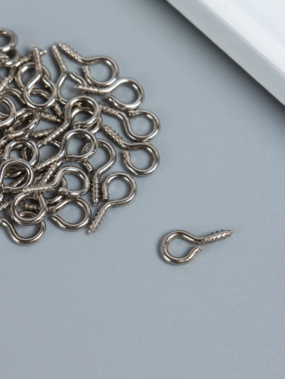 Винт-глазок для крепления картин, фоторамок серебро, набор 100 шт., 1.4×0.7 см