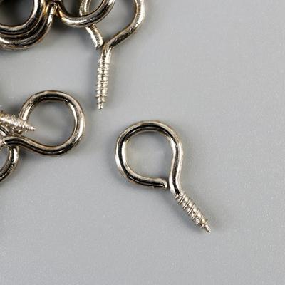 Винт - глазок для крепления картин, фоторамок, металл под серебро, набор 100 шт., 1.8×0.9 см