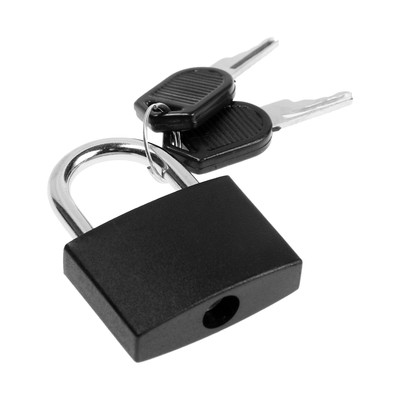 Замок навесной для чемодана, средний, 30×42 мм, черный