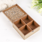 Шкатулка дерево с делениями "Сердца" 7,5х17х17 см - Фото 2