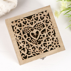 Шкатулка дерево с делениями "Сердца" 7,5х17х17 см - Фото 3