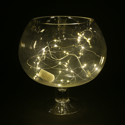 Гирлянда "Нить", 3 м, "Роса", LED-30-6V, (LR2032 2 шт.в комплекте), 1 режим, серебристая нить, свечение жёлтое