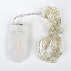 Гирлянда "Нить", 3 м, "Роса", LED-30-6V, (LR2032 2 шт.в комплекте), 1 режим, серебристая нить, свечение фиолетовое - Фото 3