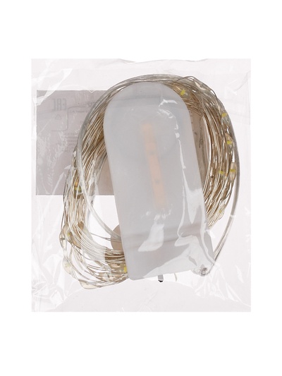 Гирлянда «Нить» 5 м роса, IP20, серебристая нить, 50 LED, батарейки CR2032×2 (в комплекте), свечение белое